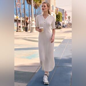 Varley Andrea Knit Maxi Dress White NWT